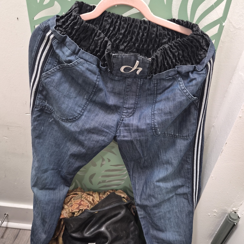Denim Joggers with Black Elastic Waistband
